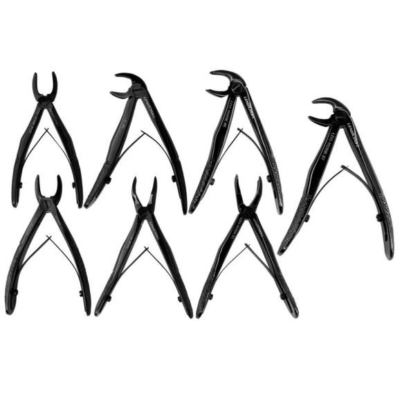 Black-copy-1.jpg Pediatric Extracting Forceps Set of 7 - Black Titanium Coated - Image 1