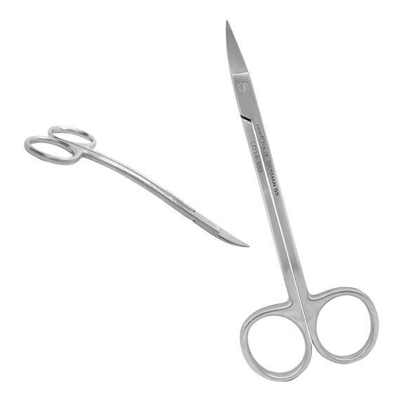 LD14-103-Neumann-Double-Curved-Scissors-12cm-Dental-instruments-German-SS-copy.jpg Neumann Scissors 120mm Double Curved - Image 1