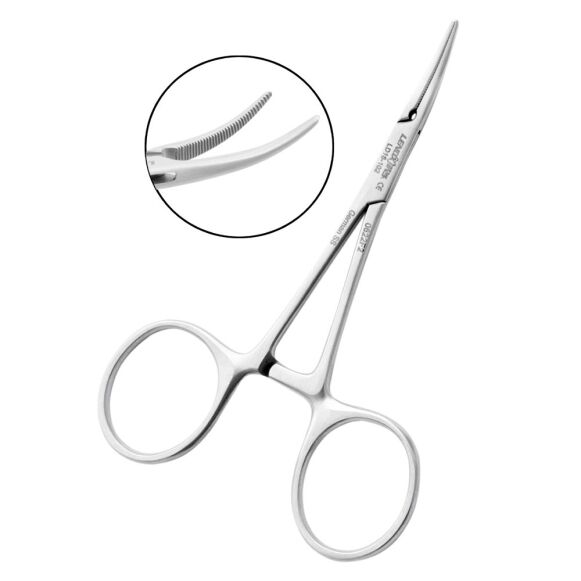 LD16-102-Needle-Holder-Hartmann-Baby-Mosquito-9cm-Curved.jpg Hartmann Baby Mosquito Forceps 9cm Curved - Image 1