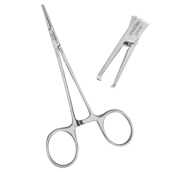 LD16-107-Mosquito-Tissue-Forceps-1x2-Teeth-STR-copy.jpg Halstead Mosquito Forceps 1x2 12.5cm Straight - Image 1