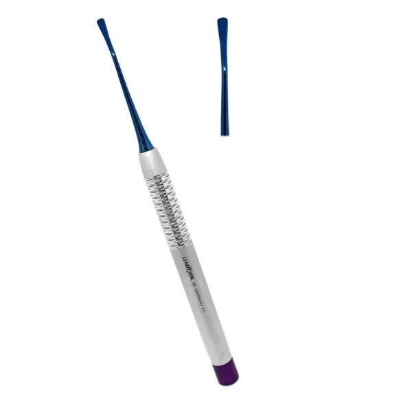 LD6-168-PDL-Periotomes-Elevators-Mesial-Micro-Edge-2.8MM-Titanium-coated-German-SS.jpg PDL Perio Elevators Mesial, 2.8mm Micro Edge - Image 1