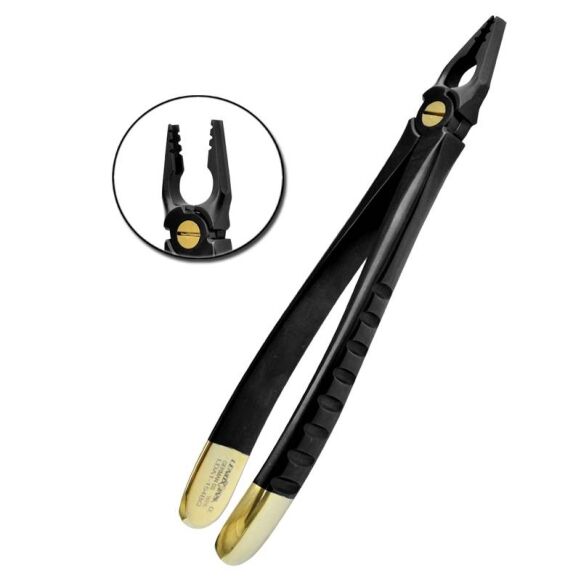 LDA1-154BG-Deep-Gripping-Atraumatic-Extraction-Forceps-Upper-Anterior-Dental-Instruments-copy-1-1.jpg Deep Gripping Atraumatic Extraction Forceps, Upper Anterior, BLACK & GOLD Series - Image 1