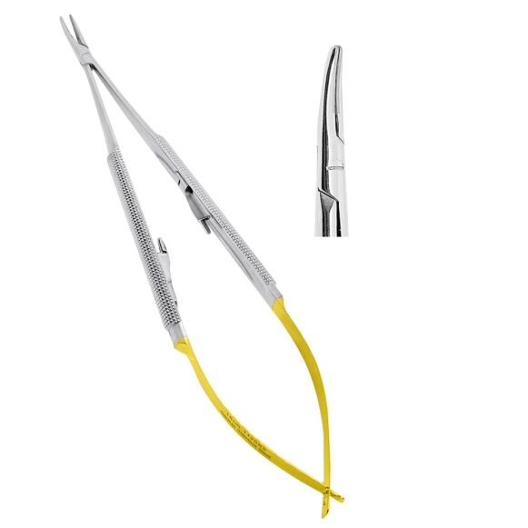 LDTC15-14-Castroviejo-Needle-Holder-18cm-Curved-TC-Point-Surgical-Dental-Instruments-copy-1.jpg Castroviejo Needle Holders 18cm TC Curved - Image 1