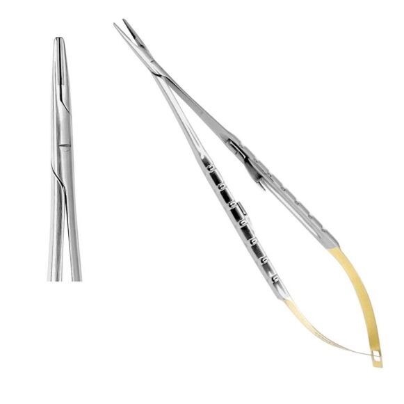 LDTC15-17-Dental-Castroviejo-Micro-Needle-Holder-STR-TC-18cm.jpg Castroviejo Needle Holders TC Fine Pointed 18cm STR - Image 1