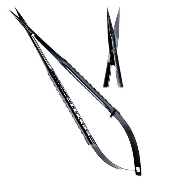 LDTC2-400-Micro-Spring-Scissors-18cm-Straight-TC-Black-1.jpg Micro Spring Scissors 18cm Straight TC - Image 1
