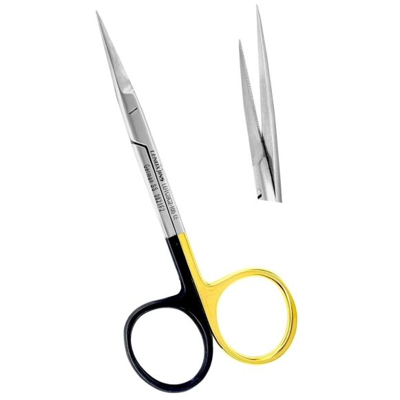 LDTCSC2-105-Iris-Scissors-TC-11.5cm-STR-Super-Cut-Micro-Serrated-1.jpg Iris Scissors TC 11.5cm, STR Super Cut Micro Serrated - Image 1