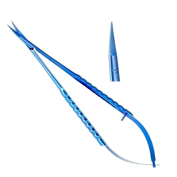 LDTT-104-Titanium-Micro-Scissors-Castroviejo-17cm-Curved-1.jpg Micro Scissors Castroviejo 17cm Curved Titanium - Image 1