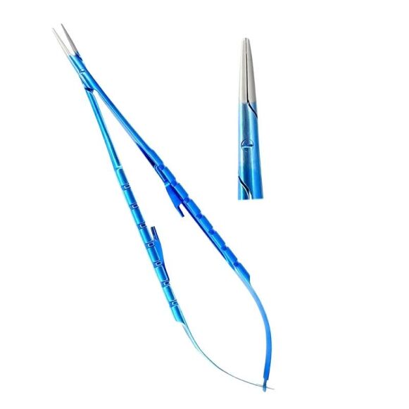 LDTT15-13-Titanium-Micro-Castrovijo-Needle-Holder-Straight-18CM-Surgical-Dental-Instrument-copy.jpg Titanium Micro Castrovijo Needle Holder Straight 18cm - Image 1