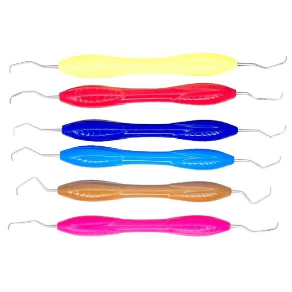 Gracey Curettes Set of 6 – Silicone Handle Gracey Curettes Set of 6 with Silicone Handles