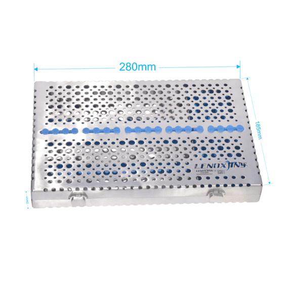 LD39-5060-scaled-1.png Dental Cassette For 20pcs Removeable Lid with compartment/silicon pad 280x185x35mm - Image 1