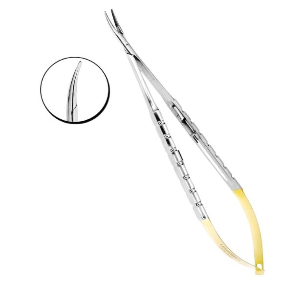 Castroviejo Needle Holders Fine Point 18cm TC Curved - Image 1