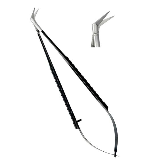 Surgical Micro Tissue Scissors Angled TC - 17cm - Image 1